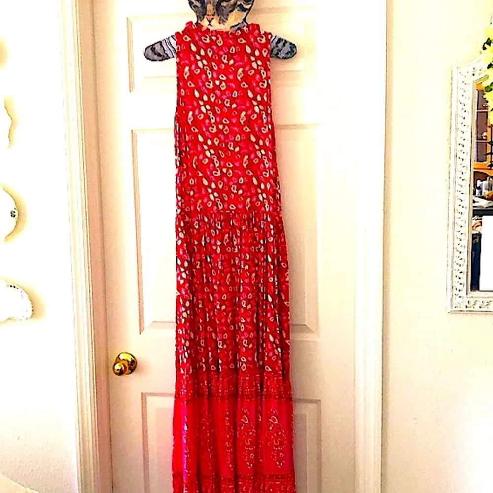 EUC- R Vivimos Summer Sleeveless Floral Print Button Up Bohemian Flowy Maxi - Picture 12 of 14